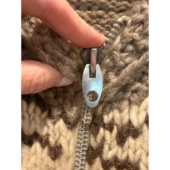 Vintage ‘60s Cowichan Native American Indian Sweater Jacket Snowflake Chunky M L - Picture 2 of 8